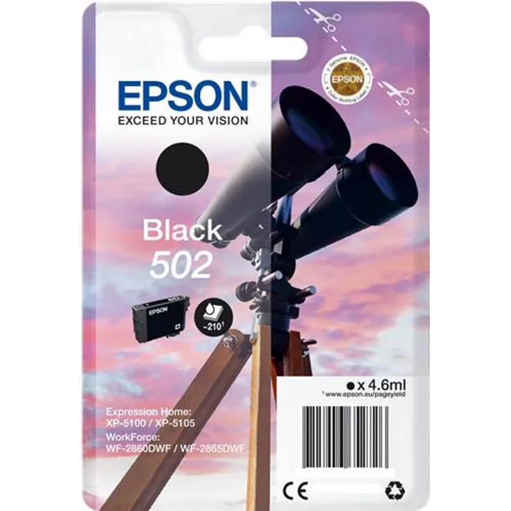 Epson Singlepack Black 502 Ink ? Tintenpatronen (Original, Pigmenttinte, Schwarz, Epson, 1 Stück, Tintenstrahldruck)