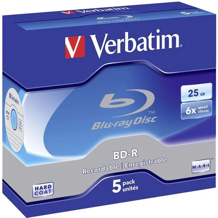 Verbatim BD-R Single Layer 6 -fache Brenngeschwindigkeit, Printable Surface Scratchguard Plus,5 Stück - Preisvergleich – Bild 1