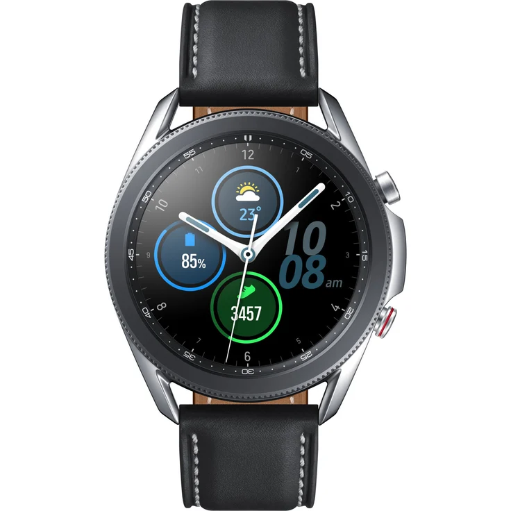 Samsung Galaxy Watch 3 LTE Smartwatch GPS, Unisex, 45mm, Lederarmband, Mystic Silver Smartwatch – Bild 2