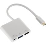 Hama USB-Type-C-Hub (mit 1x USB-3.1, 1x USB-C, 1x HDMI, USB-Verteiler für Laptop-PC-Smartphone-Tablet mit USB-C-Anschluss, Power-Delivery-Ladefunktion, OTG-fähig, Thunderbolt-3, USB Mehrfach-Adapter)