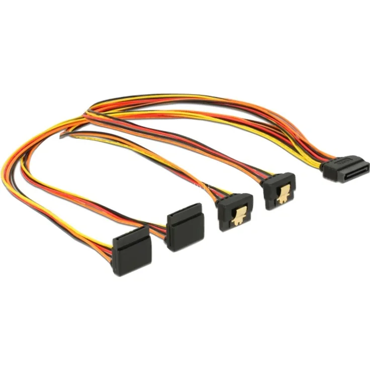 DeLOCK - Netz-Splitter - SATA Leistung (S) eingerastet bis SATA Leistung (R) Metallclip - 3,3 / 5 / 12 V - 50cm - Schwarz, Gelb, Rot, orange (60155)