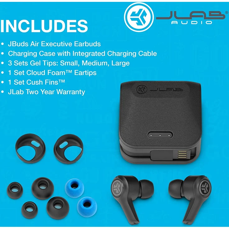 JLab JBuds Air Executive True Wireless In-Ear Kopfhörer mit Bluetooth, geeignet für Sport, schwarz – Bild 10