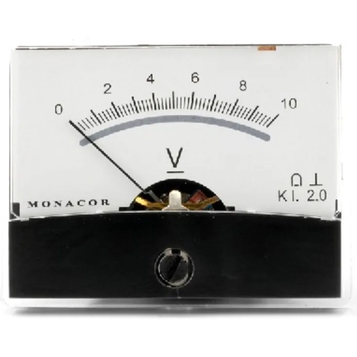 Monacor Moving-Coil-Panel Meter mit Spiegel Skala (V, 10 K Ohm)