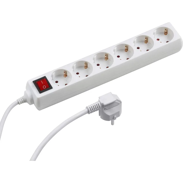 Meister Steckdosenleiste 6-fach - 1,4 m Kabel - weiß - Kunststoffleitung - IP20 Innenbereich - Schalter - Steckerleiste - Mehrfachsteckdose - Tischsteckdose - Tido 6-fach - 7430510