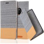 cadorabo Hülle für Nokia Lumia 830 in HELL GRAU BRAUN - Handyhülle mit Magnetverschluss, Standfunktion und Kartenfach - Case Cover Schutzhülle Etui Tasche Book Klapp Style