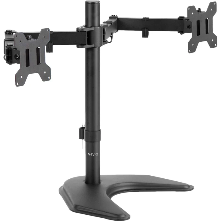 Vivo Dual LCD Monitor freistehende Tischhalterung mit optionaler Schraube durch Ständer, robust, voll verstellbar, passend für 2 Bildschirme bis 68,6 cm Schwarz 24'' - 29.9'' - Preisvergleich – Bild 1