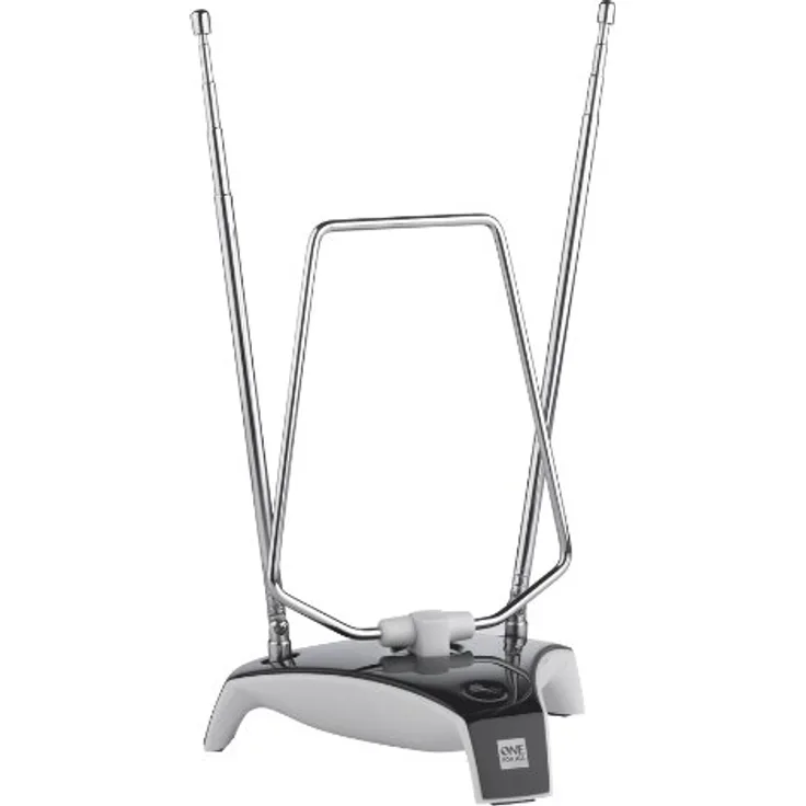 One For All DVB-T-DVB-T2 Indoor-Zimmerantenne - HD-HDTV Fernseher TV Antenne - 0-5 km Reichweite ? 1.5 meter Koaxialkabel - UHF-VHF - Silber - SV9305