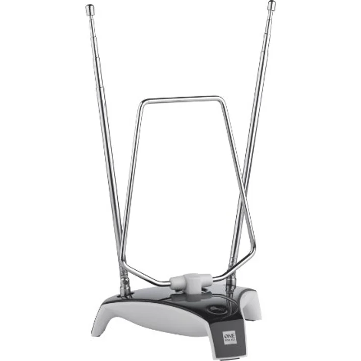 One For All DVB-T-DVB-T2 Indoor-Zimmerantenne - HD-HDTV Fernseher TV Antenne - 0-5 km Reichweite ? 1.5 meter Koaxialkabel - UHF-VHF - Silber - SV9305 – Bild 1