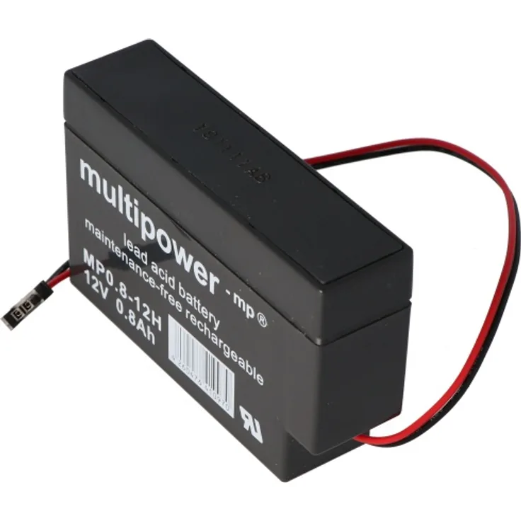 Multipower MP0.8-12H Blei Akku mit Molex 43025-200 Stecker schwarz, Akku für Sol
