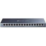 TP-Link TL-SG116 16-Ports Gigabit Netzwerk Switch (32 Gbit-S Switching-Kapazität, geschirmte RJ-45 Ports, Metallgehäuse, IGMP-snooping, Unmanaged, Plug-und-Play, lüfterlos) blau metallic