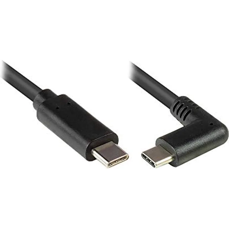 Good Connections USB 2.0 Anschlusskabel - USB-C Stecker gewinkelt an USB 2.0 A Stecker - KUPFERLEITER, Doppelschirmung, 480 Mbit-s Datenübertragung - schwarz - 0,5 m - 50 cm