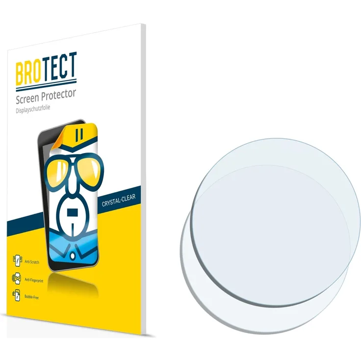 2x BROTECT Displayschutzfolie Armbanduhren (kreisrund, Durchmesser: 20mm) Schutzfolie Folie - Klar, Anti-Fingerprint