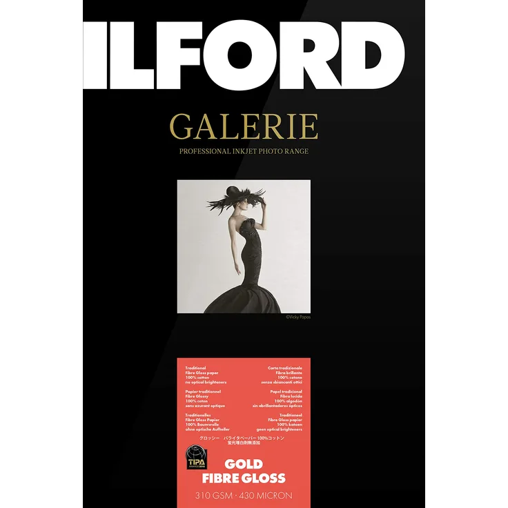 ILFORD GALERIE Gold Fibre Gloss, 310GSM, GPGFG, A3+, 25 Blatt, Inkjetpapier, Tintenstrahldruckerpapier, Fotopapier