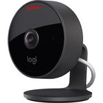 Logitech Circle View Camera, wetterfeste kabelgebundene Überwachungskamera für zu Hause, 180° Weitwinkel, 1080p HD, Nachtsicht, 2-Wege-Audio, Verschlüsselung und Apple HomeKit Secure Video, Schwarz (961-000490)