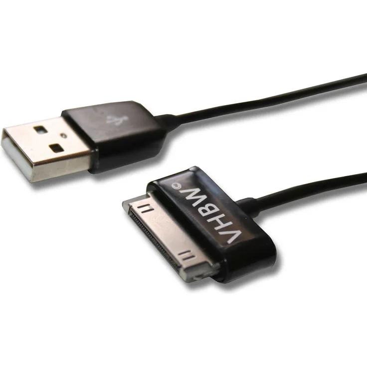 vhbw USB Kabel Datenkabel (Standard-USB Typ A auf Tablet) 2in1 Ladekabel 120cm passend für Samsung Galaxy Tab 2 10.1 16GB Tablet schwarz