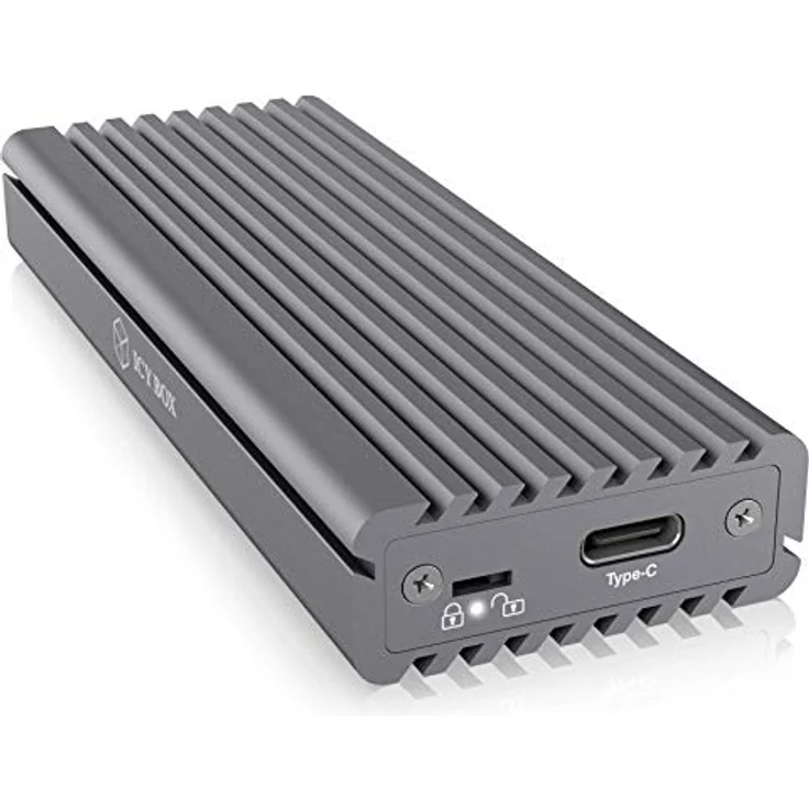 ICY BOX SSD M.2 NVMe Gehäuse, USB 3.1 (Gen2, 10 Gbit-s), Kühlsystem, USB-C, USB-A, PCIe M-Key, Aluminium, grau – Bild 1