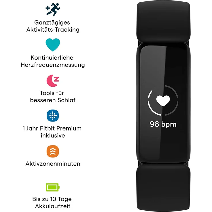 Fitbit Inspire 2 Fitness-Tracker Unisex, S/L, Silikonarmband, Schwarz – Bild 15