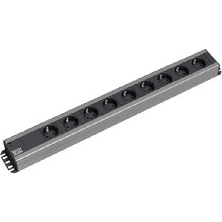 Bachmann 300.001 Steckdosenleiste, Handwerkerleiste, Steckdosenabstand 15mm mit 9xSchutzkontaktstecker und 2,0m Zuleitung, Schwarz, 9-fach