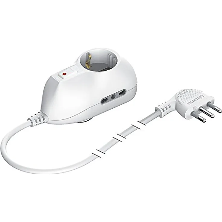 Bticino - BTRE Safe - Verlängerungskabel mit Stecker 10 A, 2 Bypass-Steckdosen 10-16 A, 1 Steckdose P30, automatischer Sicherheitsleuchtschalter, 3 m lang, weiß, 250 voltsV