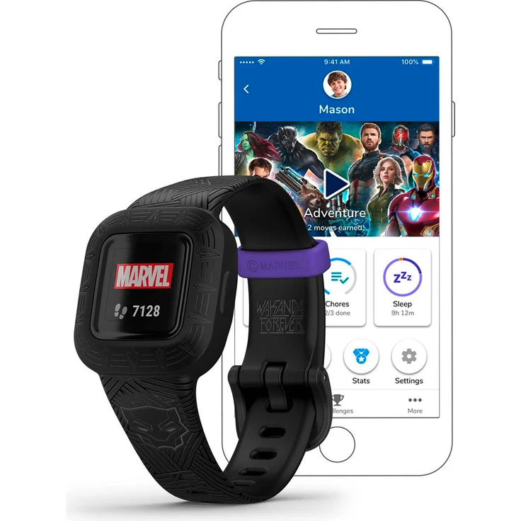 Garmin vívofit jr. 3 Aktivitätstracker für Kinder, Einheitsgröße, Silikonarmband, Marvel Black Panther (010-02441-10) – Bild 8