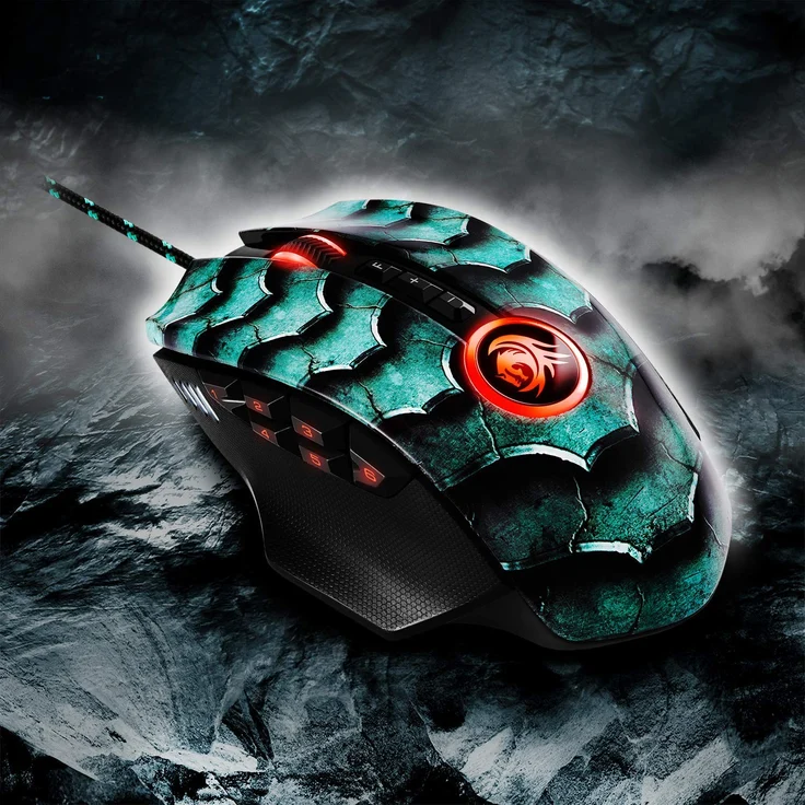 Sharkoon Drakonia II Gaming Maus, optischer Sensor PixArt 3360, 15.000 DPI, 12 programmierbare Tasten, grün – Bild 9