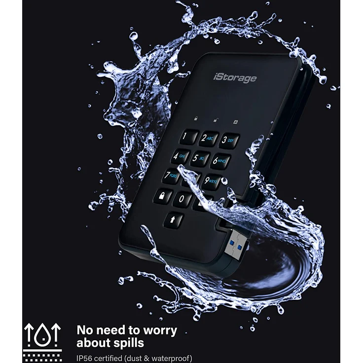 iStorage diskAshur² - Festplatte - verschlüsselt - 1 TB - extern (tragbar) - USB 3.1 Gen 1 - 5400 rpm - Puffer: 8 MB - 256-Bit-AES, FIPS 197 - Phantomschwarz (IS-DA2-256-1000-B) – Bild 4