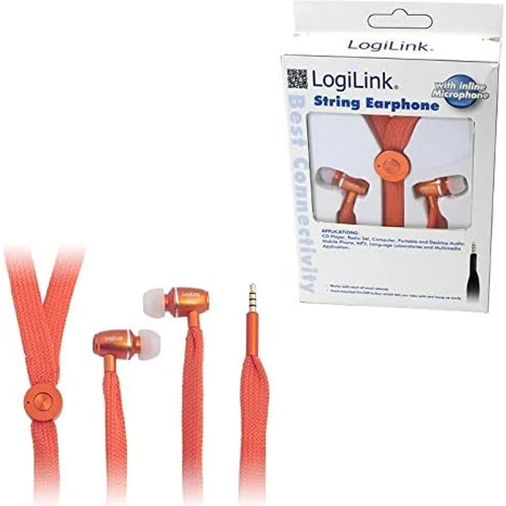 Logilink HS0027 String In-Ear Kopfhörer, orange – Bild 3