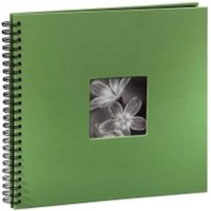 Hama Jumbo Fotoalbum, 36 x 32 cm, 50 schwarze Seiten, 25 Blatt, mit Ausschnitt für Bildeinschub, Fotobuch apfelgrün – Bild 1