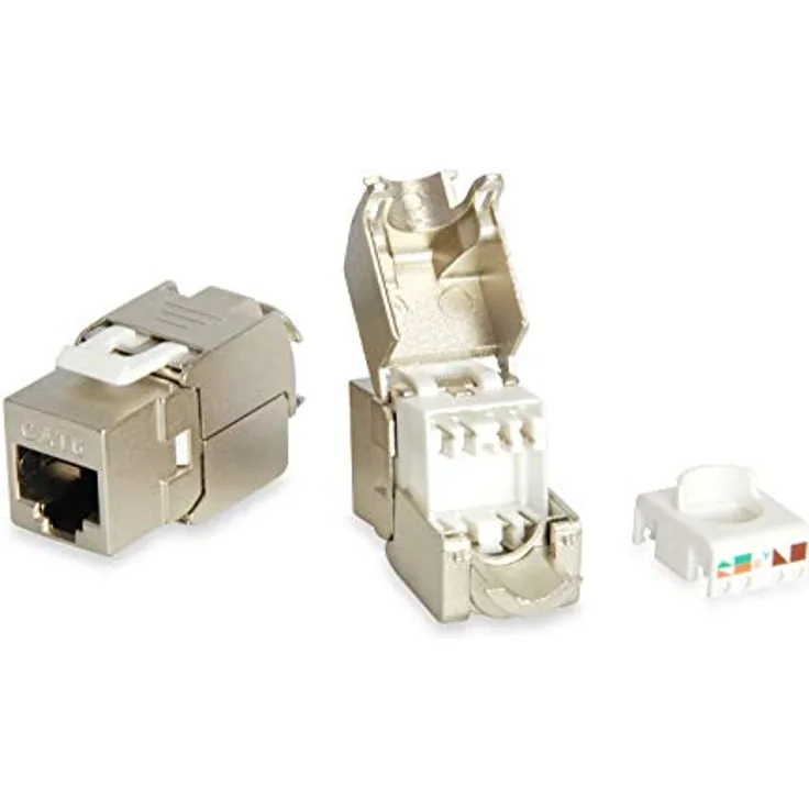 Equip 767213 Keystone Jack (geschirmt Cat.6 LSA Anschluss 8er Set Polybeutel werkzeugfreie Montage)