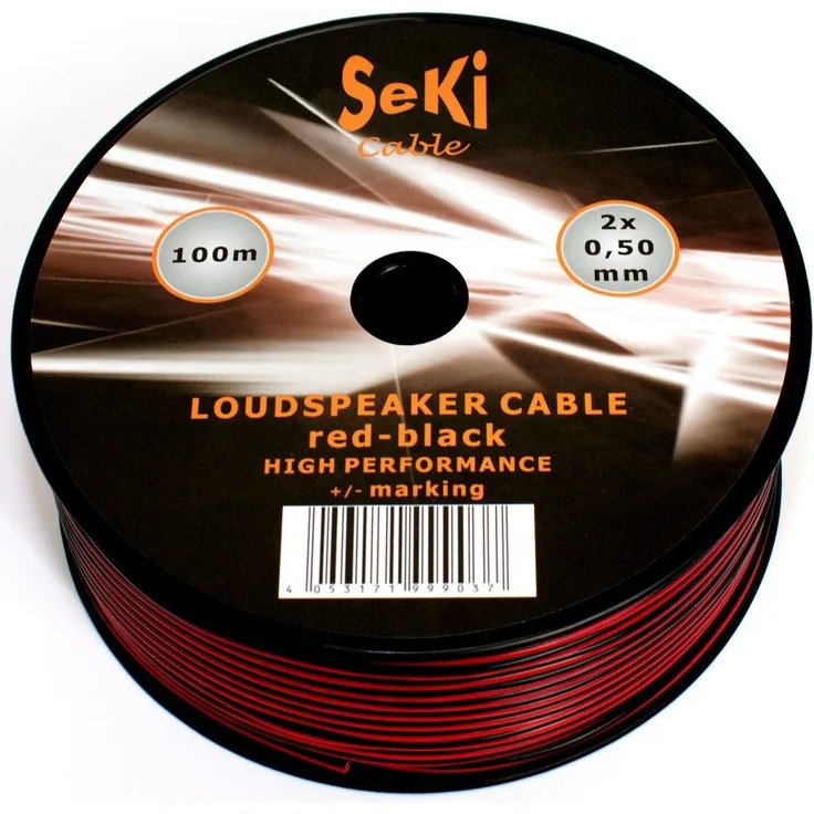 Lautsprecherkabel 2x0,50mm2 - 100m - rot-schwarz - CCA - Audiokabel - Boxenkabel