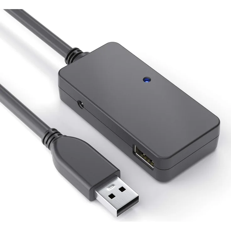 PureLink DS3200-050 USB 3.1 Gen.1 Aktiv Verlängerung mit 4-Port USB Hub (USB-A Stecker auf Hub 4x USB-A Buchse), inkl. EU Netzteil 5V3.5A, 5,00m, schwarz