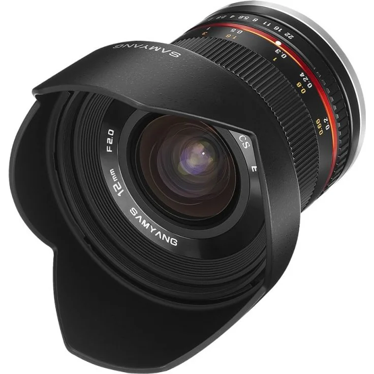 Samyang 12-2,0 Objektiv APS-C Fuji X manueller Fokus Fotoobjektiv, Weitwinkelobjektiv schwarz – Bild 1