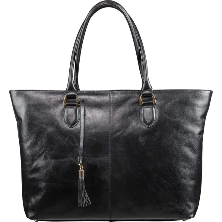 dbramante1928 - Sophie Amalienborg Laptoptasche 15 Zoll für Damen - Tragetasche mit Zwei oberen Griffen - Aus weichem, glattem Vollnarbenleder - Schwarz