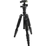 Mantona light traveller – leichtes Aluminium Reisestativ, extrem leicht 1,1kg und kompakt 30,5 cm, Einbeinfunktion, 360° Panorama Kugelkopf Arca-Swiss kompatibel, mit Tasche, schwarz