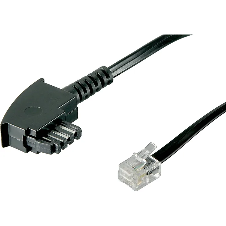 TAE Anschluss-Kabel (TAE-F Stecker auf Westernstecker), Schwarz, 3m