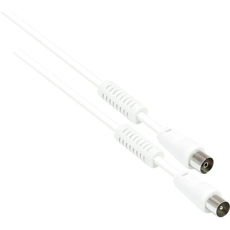 Good Connections SAT TV Antennenkabel - Koax Stecker an Koax Buchse - 2x Mantelstromfilter (Ferritkern), Doppelschirmung, Schirmmaß > 95dB - weiß, 5 m