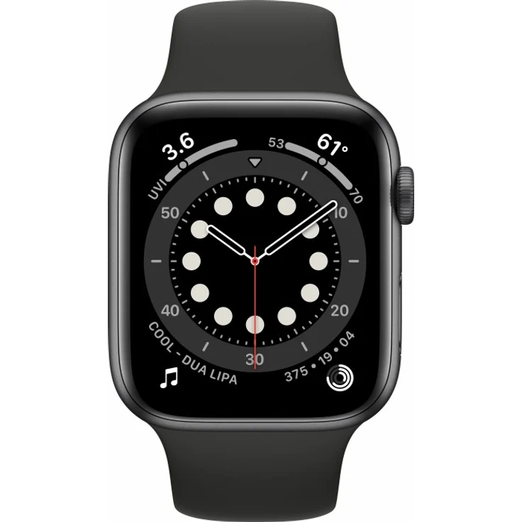 Apple Watch Series 6 Smartwatch GPS, 44mm, Aluminiumgehäuse Space Grau, Sportarmband Schwarz – Bild 2