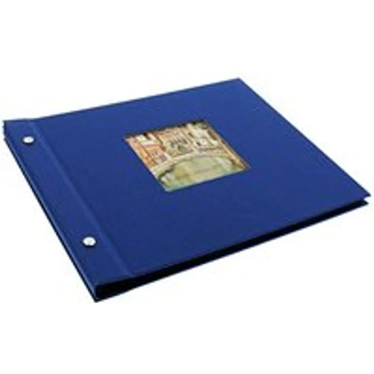 goldbuch Schraubalbum mit Fensterausschnitt, Bella Vista, 30 x 25 cm, 40 schwarze Seiten mit Pergamin-Trennblättern, Erweiterbar, Leinen, Blau, 26975