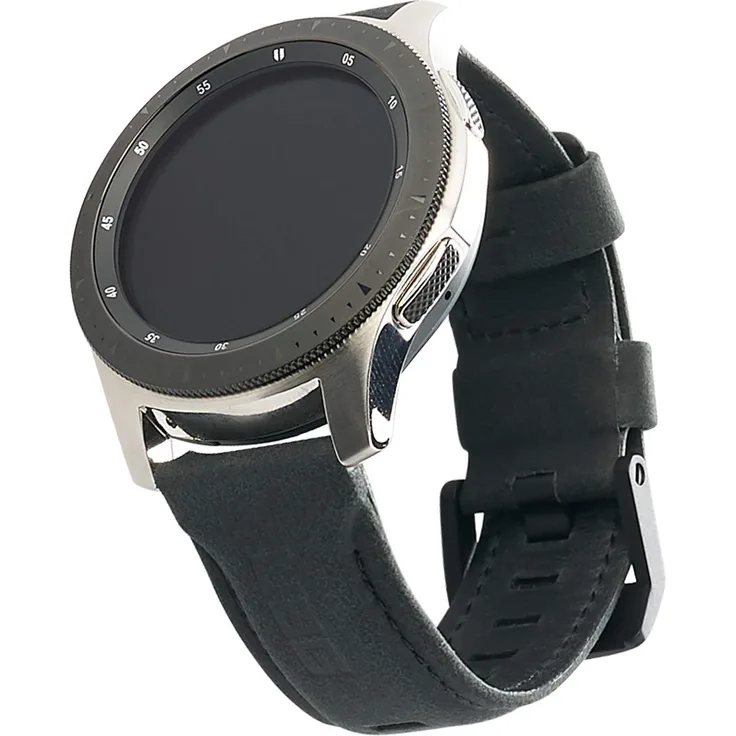 Urban Armor Gear Leder Strap Armband Samsung Galaxy Watch 46 mm, Gear S3 Frontier & Classic, Watch Active 2 44 mm (Designed für Samsung Smartwatches, Ersatzband aus Leder) - schwarz