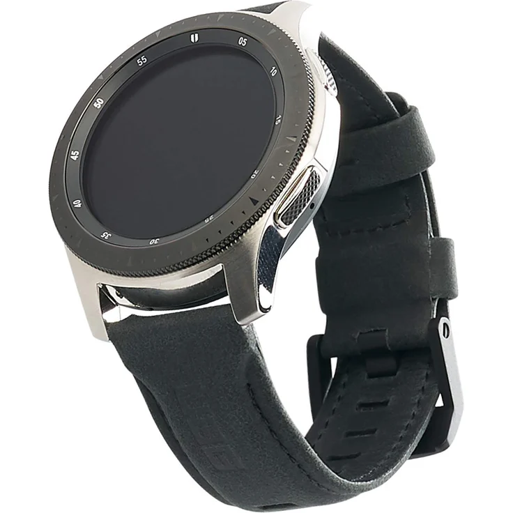 Urban Armor Gear Leder Strap Armband Samsung Galaxy Watch 46 mm, Gear S3 Frontier & Classic, Watch Active 2 44 mm (Designed für Samsung Smartwatches, Ersatzband aus Leder) - schwarz – Bild 1