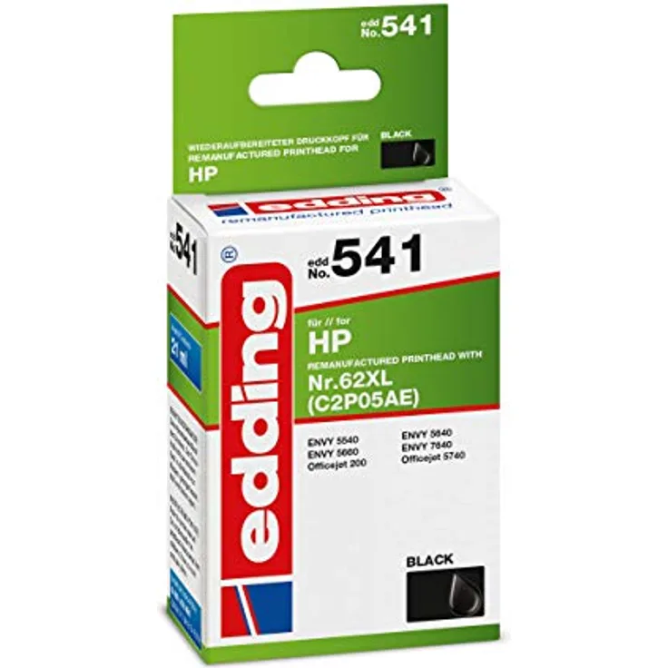 Edding Tintenpatrone Edd-541 Ersetzt HP 62XL (C2P05AE) - Schwarz - 21 ml