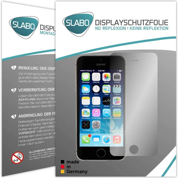 4x Slabo Displayschutzfolie für Apple iPhone 5/ iPhone 5c/ iPhone 5s/ iPhone SE MATT ''No Reflexion''
