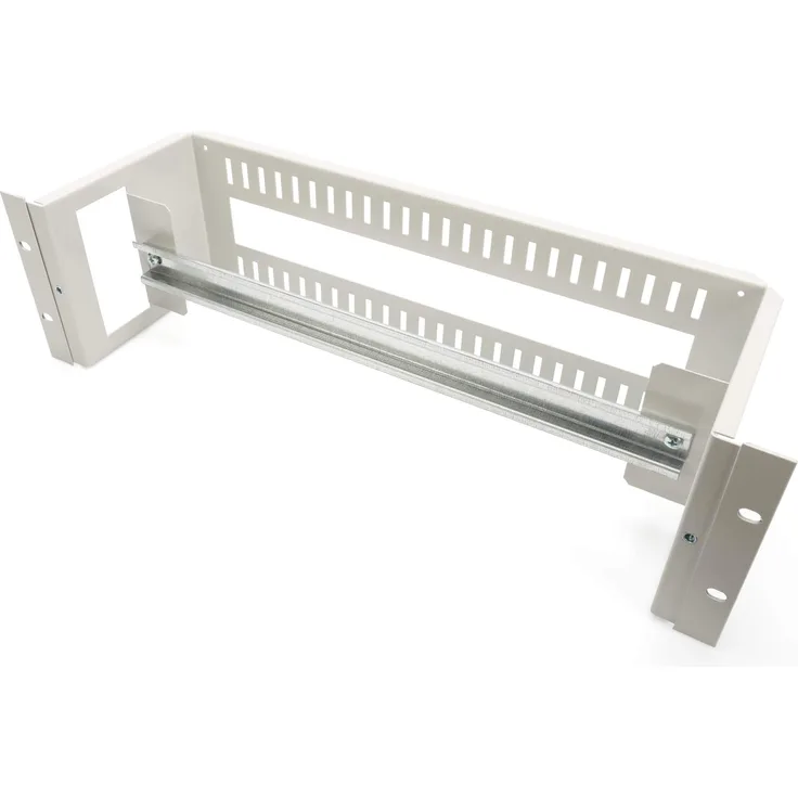 DIGITUS Professional Hutschienenträger, 19'' Zoll, 3 HE, inkl. Hutschiene nach DIN EN 60715 (35x390 mm), Kabeldurchführung, Grau (RAL 7035)