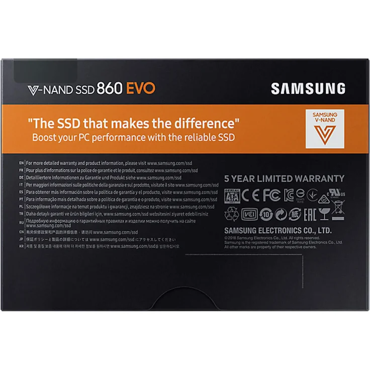 Samsung 860 EVO MZ-76E500B - Solid-State-Disk - verschlüsselt - 500 GB - intern - 2.5 Zoll (6.4 cm) - SATA 6Gb/s - Puffer: 512 MB - 256-Bit-AES - TCG Opal Encryption 2.0 (MZ-76E500B/EU) – Bild 5