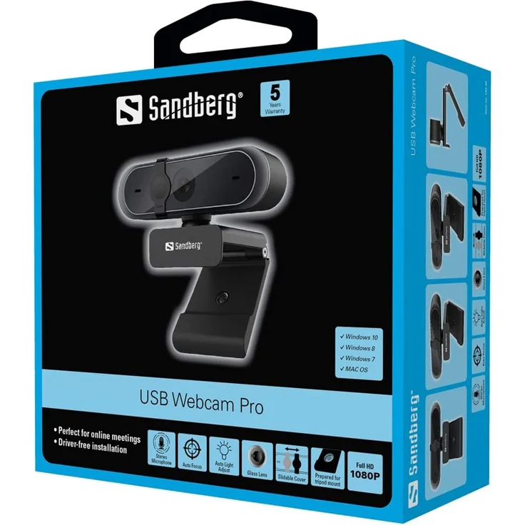 Sandberg USB Webcam Pro - 2 MP - 1920 x 1080 Pixel - 30 fps - 1920x1080@30fps - 1080p - 80° (133-95) – Bild 2