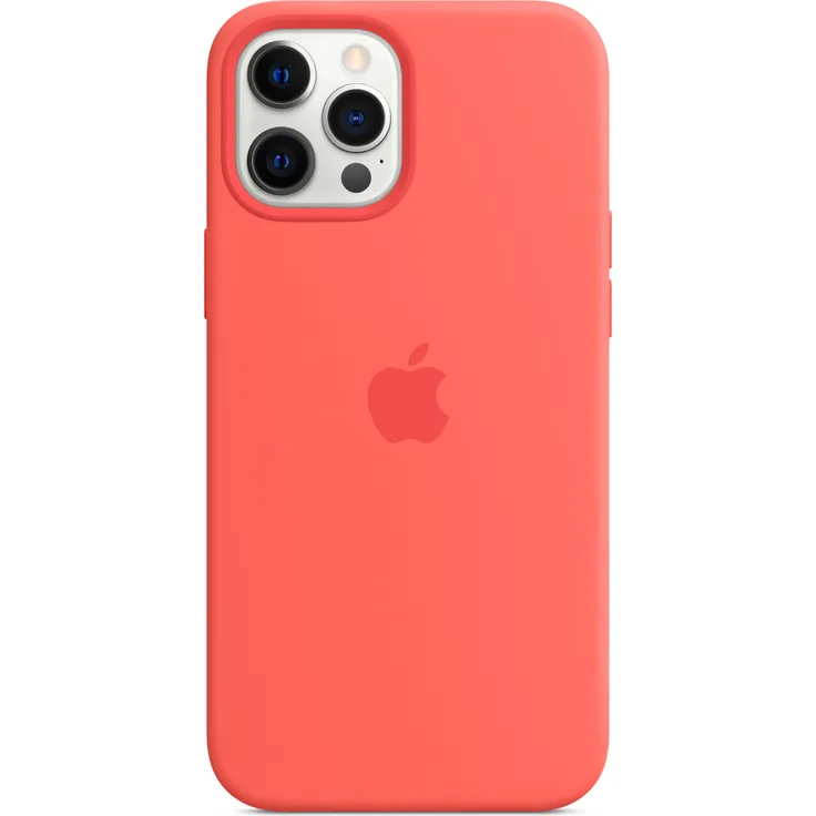 Apple MHL93ZM/A Silikon Case mit MagSafe, geeignet für Apple iPhone 12 Pro Max, Handy-Schutzhülle, Zitruspink