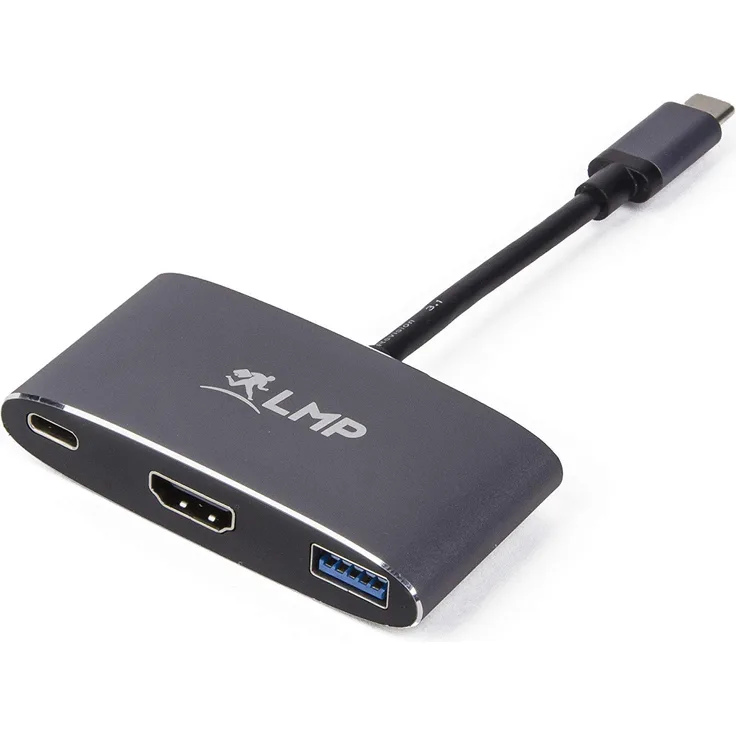 LMP-C Multiport Adapter HDMI & USB-C 3.1 HDMI 1.4-USB 3.0-USB-C Grau Kabel-Schnittstelle und Netzteil