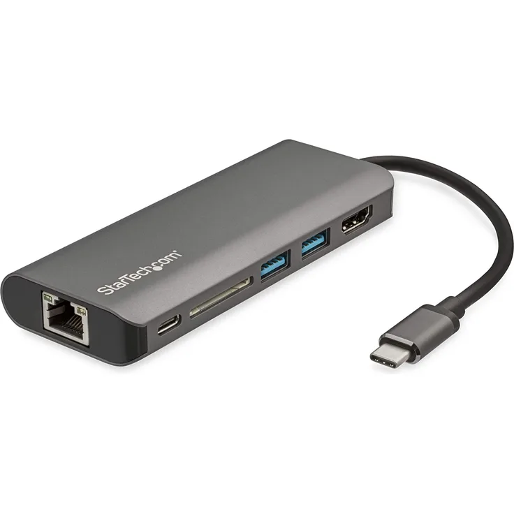 StarTech.com USB C Multiport Adapter - HDMI - SD Reader - 2xA 1xC - PD 3.0 - Docking Station - USB-C - GigE