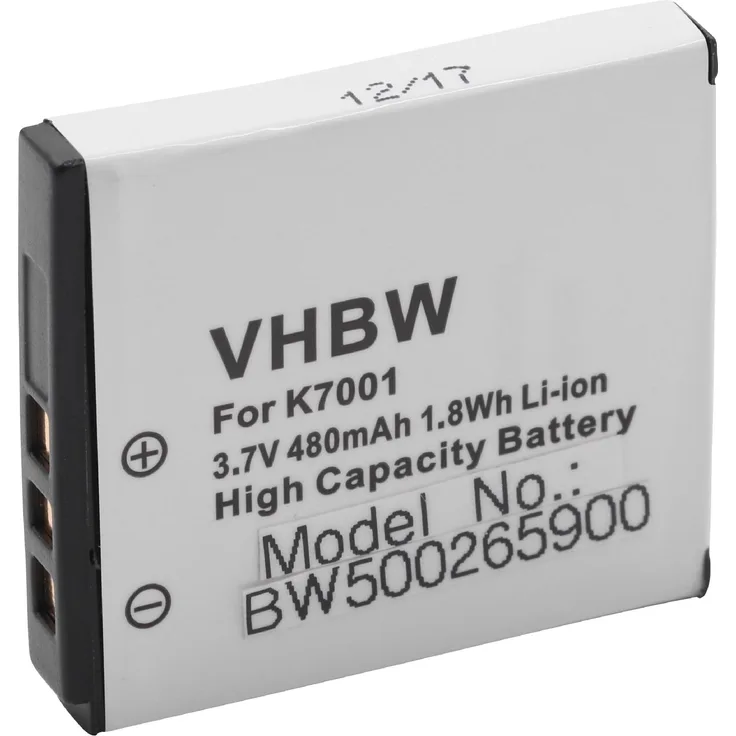 vhbw Akku 480mAh (3.6V) für Kodak Easyshare V550 V570, V610, V705, M320, M340, M753, M763, M853, M893 wie Klic-7001, DLi-213, VG0376122100001.