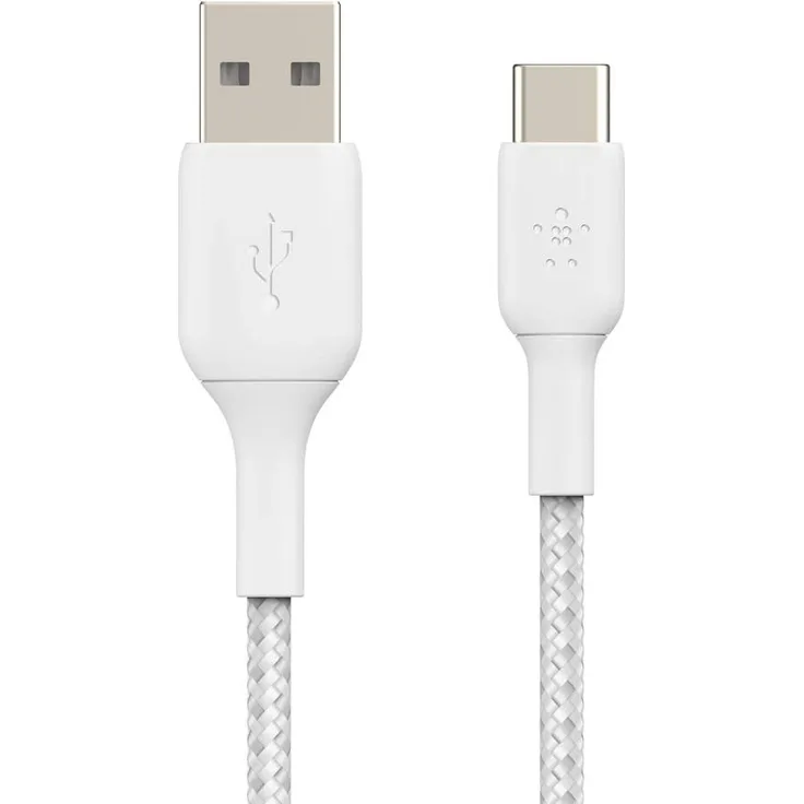 Belkin USB-C/USB-A Kabel ummantelt, 2 m, weiß